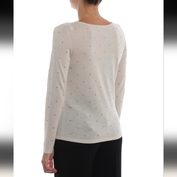 Max Mara Sierra Embellished Wool Sweater Size 6 - Picture 5 of 14